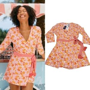 CABANA LIFE Pink Upf 50 Surfside Beach Wrap Romper Size XL NWT